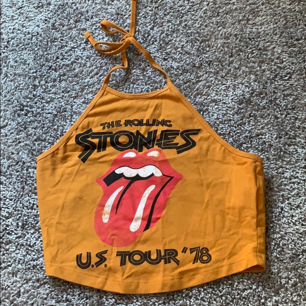 Brown “The Rolling Stones” halter top